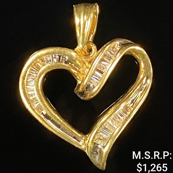 2.1 DWT 10 KT Gold Heart Pendant w/ Diamond