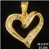 Image 1 : 2.1 DWT 10 KT Gold Heart Pendant w/ Diamond