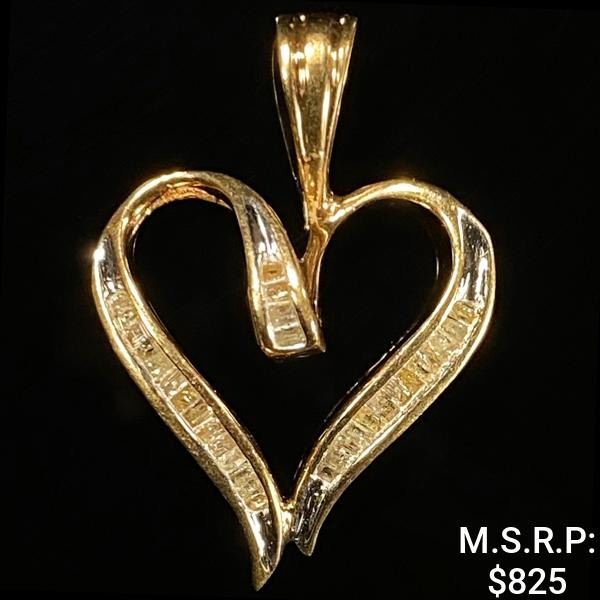 1.4 DWT 10 KT Gold Heart Pendant w/ Diamond