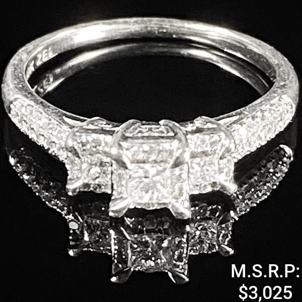 1.8 DWT 10 KT Wht Gold w/ Diamond Ring Sz:8