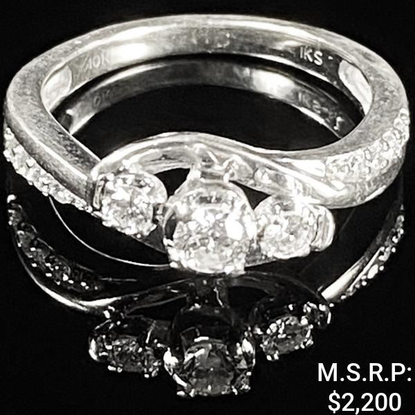 1.9 DWT 10 KT Wht Gold w/ Diamond Ring Sz:6