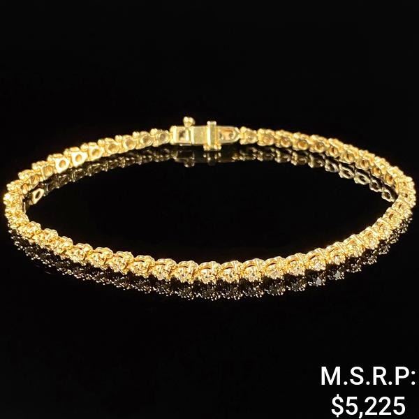 6.2 DWT 14 KT Gold w/ Diamonds Bracelet