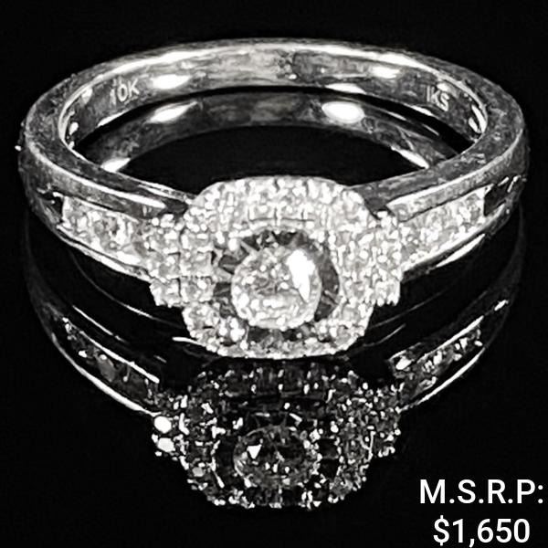 2.2 DWT 10 KT Wht Gold w/ Diamond Ring Sz:6.5