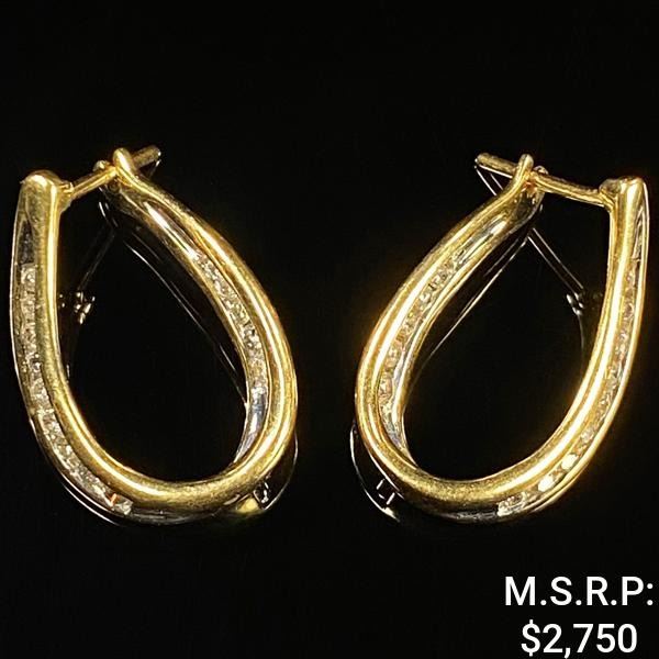 3.4 DWT 14 KT Gold w/ Diamond Earrings