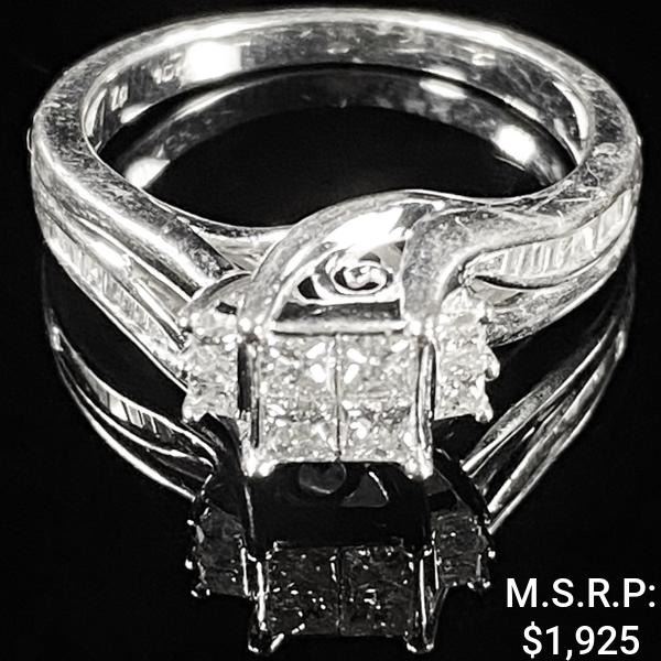 2.4 DWT 10 KT Wht Gold w/ Diamond Ring Sz:6