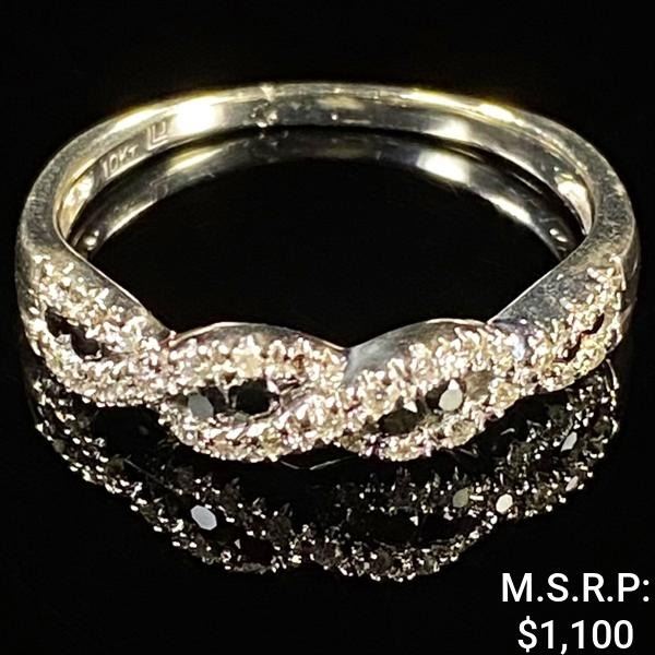 1.8 DWT 10 KT Wht Gold w/ Dia & Gems Ring Sz:9