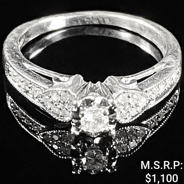 1.8 DWT 10 KT Wht Gold w/ Diamond Ring Sz:5.5