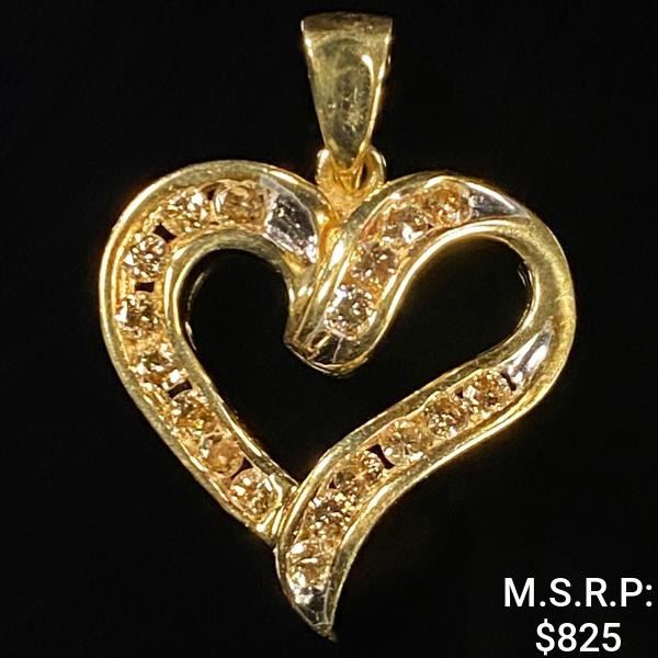 1.6 DWT 10 KT Gold Heart Pendant w/ Diamond