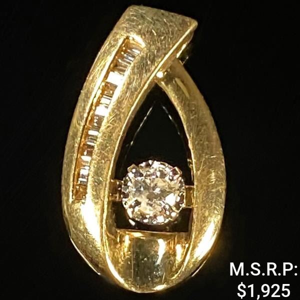 2.1 DWT 14 KT Gold Pendant w/ Diamond Lining