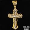 Image 1 : 10 DWT 10 KT Gold Cross Pendant w/ Diamond Lining