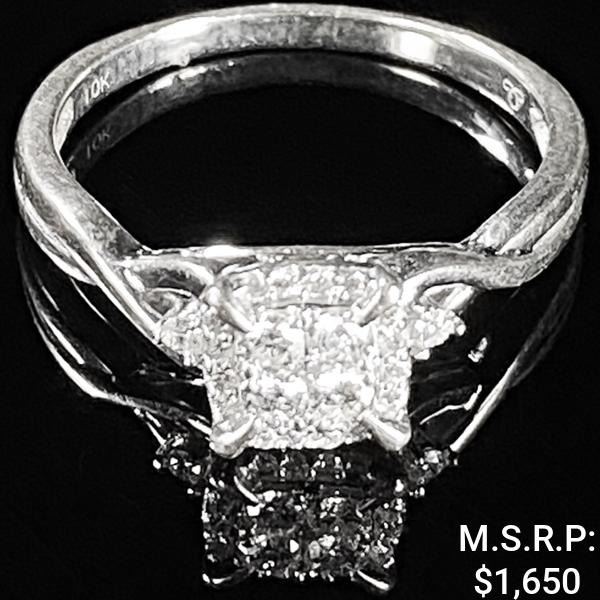 1.7 DWT 10 KT Wht Gold w/ Diamonds Ring Sz: 8