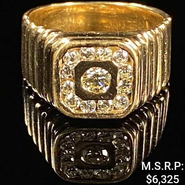 5.6 DWT 14 KT Gold w/ Diamonds Ring Sz: 7.5