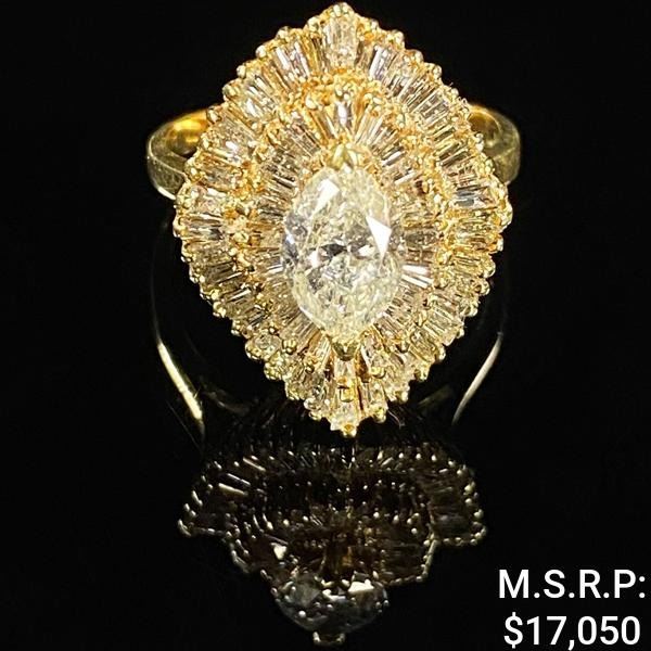 3.8 DWT 14 KT Gold w/ Diamonds Ring Sz: 5
