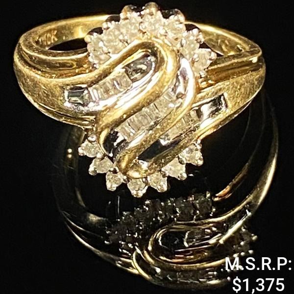 2.8 DWT 10 KT Gold w/ Diamonds Ring Sz: 7
