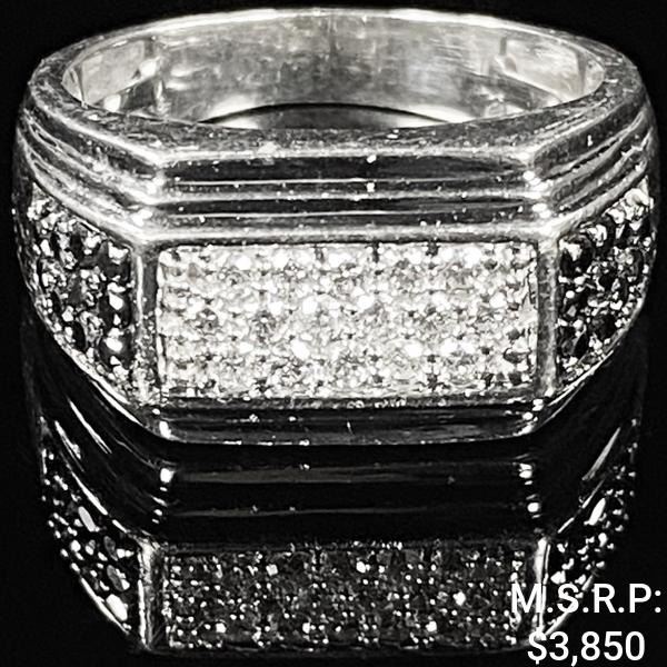 5.6 DWT 10 KT Wht Gold w/ Dia & Gems Ring Sz:10