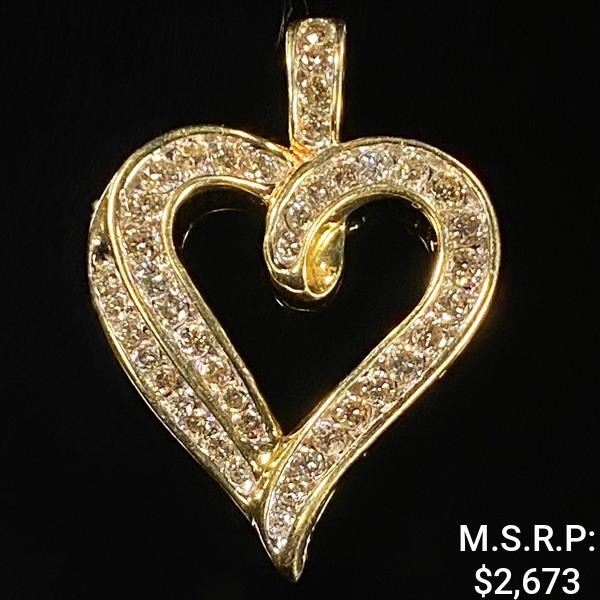 2.5 DWT 14 KT Gold Heart Pendant w/ Diamond