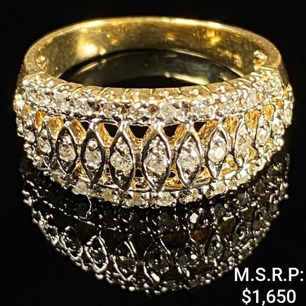 3 DWT 10 KT Gold w/ Diamond Ring Sz: 7.5