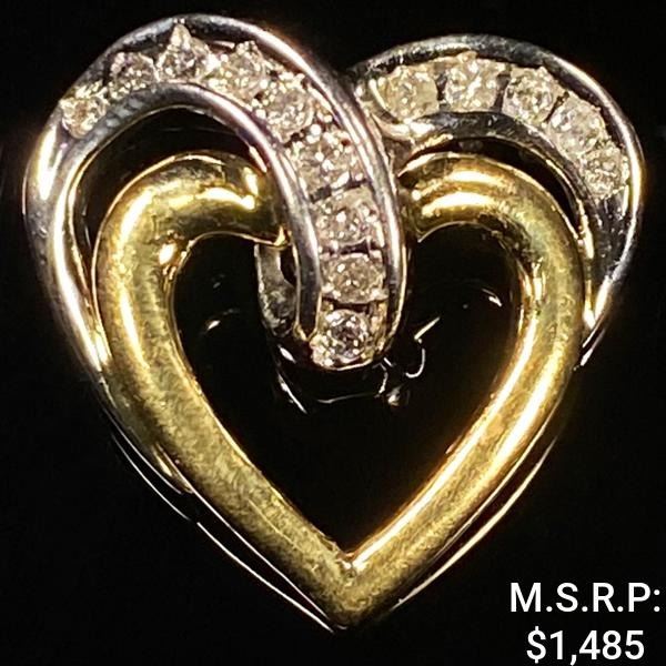 1.9 DWT 14 KT Gold Heart Pendant w/ Diamond