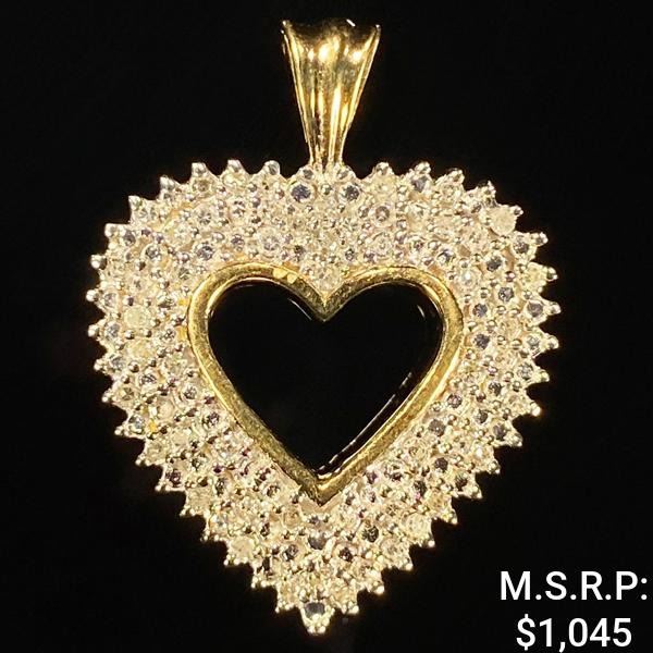 2 DWT 10 KT Gold Heart Pendant w/ Diamond Lining