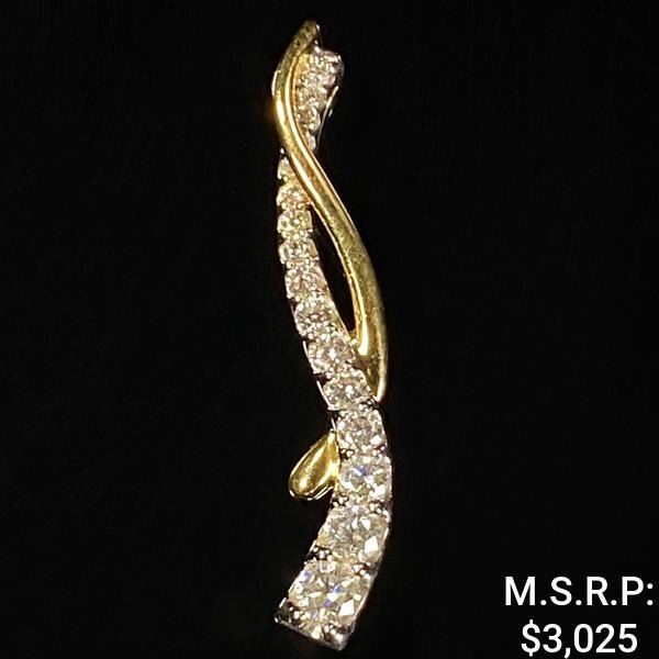 2.1 DWT 14 KT Gold Pendant w/ Diamond Lining