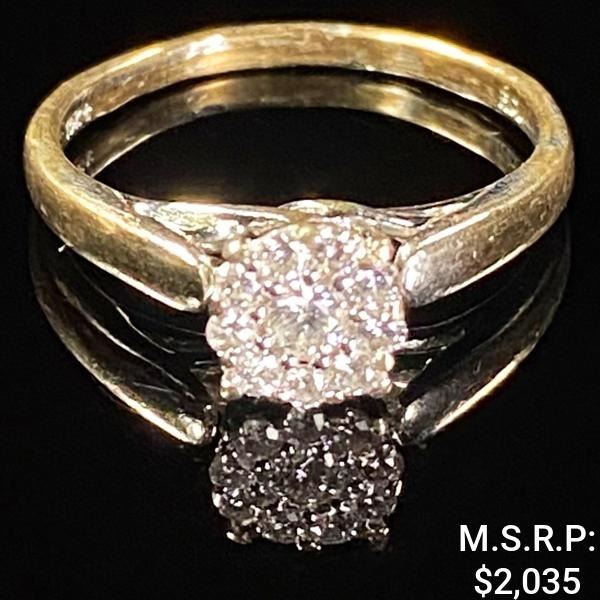 1.8 DWT 10 KT Wht Gold w/ Diamonds Ring Sz: 8