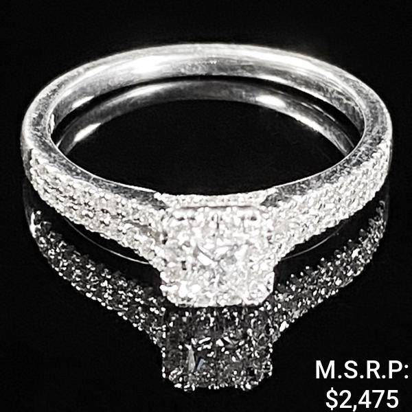 1.6 DWT 10 KT Wht Gold w/ Diamond Ring Sz:6.5