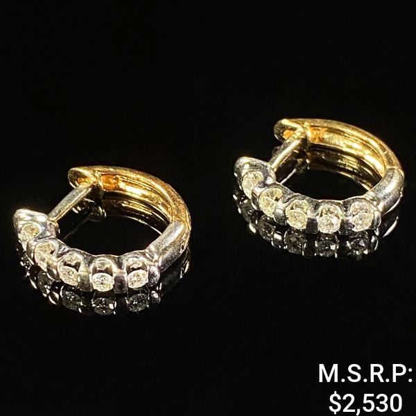 3.2 DWT 14 KT Gold w/ Diamond Earrings