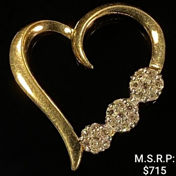 0.7 DWT 10 KT Gold Heart Pendant w/ Diamond