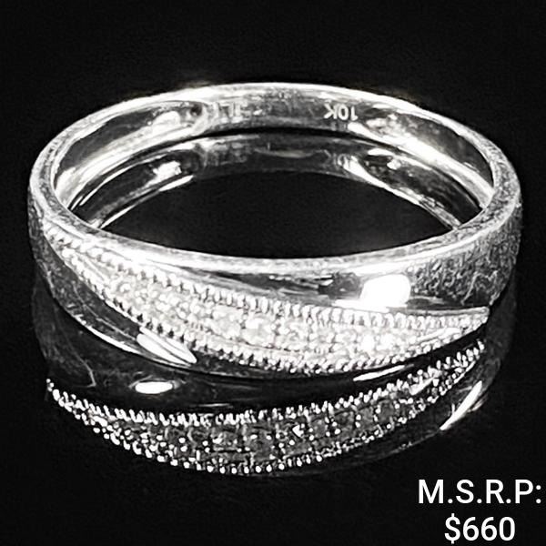 1.2 DWT 10 KT Wht Gold w/ Diamond Ring Sz:10