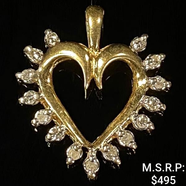 0.7 DWT 10 KT Gold Heart Pendant w/ Diamond