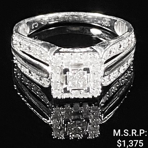1.8 DWT 10 KT Wht Gold w/ Diamond Ring Sz:7