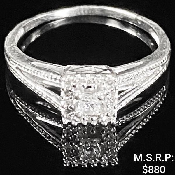 1.2 DWT 10 KT Wht Gold w/ Diamond Ring Sz:7