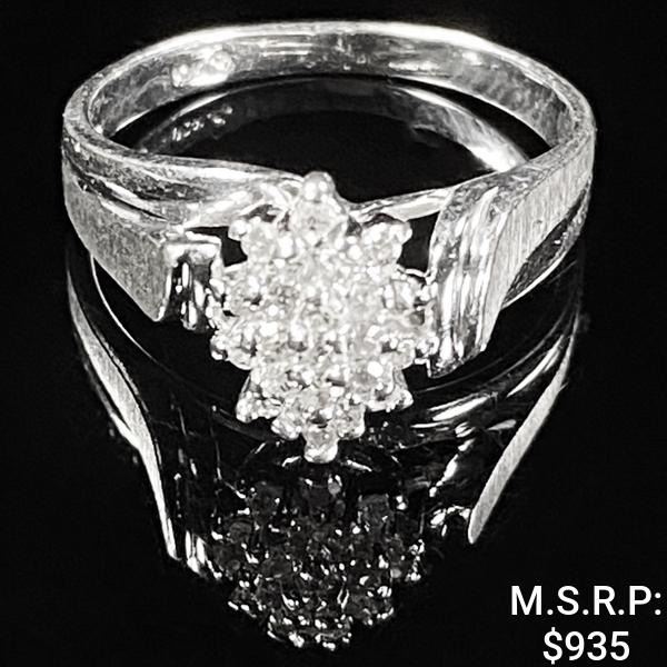 1.8 DWT 10 KT Wht Gold w/ Diamonds Ring Sz: 6