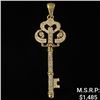 Image 1 : 1.8 DWT 10 KT Gold Key Pendant w/ Diamond Lining