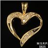 Image 1 : 1.2 DWT 10 KT Gold Heart Pendant w/ Diamond