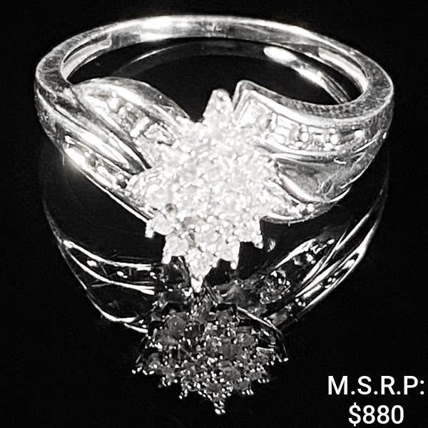 1.8 DWT 10 KT Wht Gold w/ Diamonds Ring Sz: 7