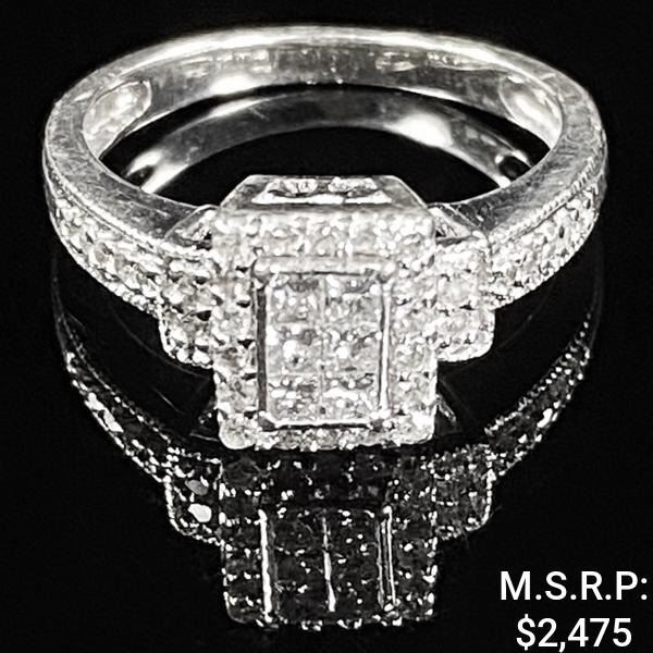 2 DWT 10 KT Wht Gold w/ Diamond Ring Sz: 5