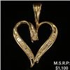 Image 1 : 1.5 DWT 10 KT Gold Heart Pendant w/ Diamond