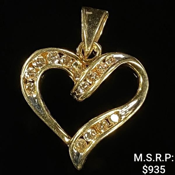 1.4 DWT 10 KT Gold Heart Pendant w/ Diamond
