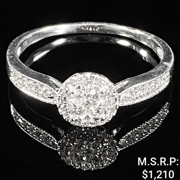 1.4 DWT 10 KT Wht Gold w/ Diamond Ring Sz:9