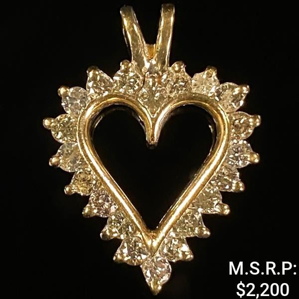 1.8 DWT 10 KT Gold Heart Pendant w/ Diamond