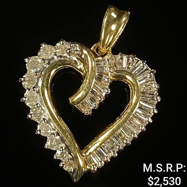 2.2 DWT 10 KT Gold Heart Pendant w/ Diamond
