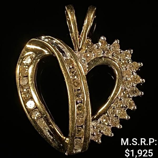 2.1 DWT 10 KT Gold Heart Pendant w/ Diamond