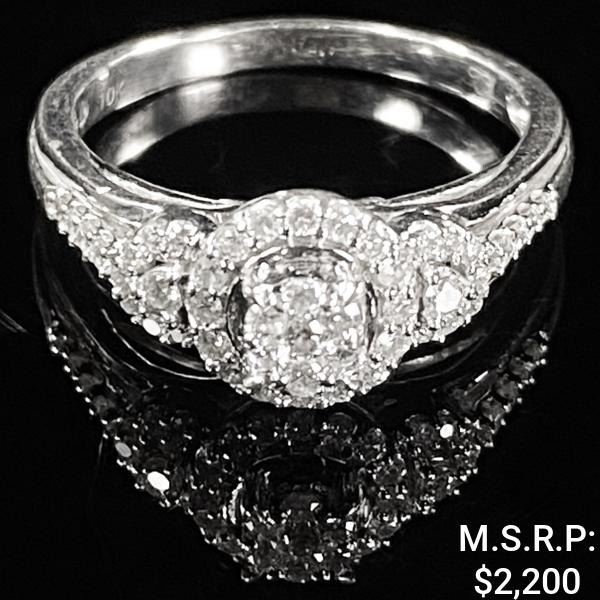 2 DWT 10 KT Wht Gold w/ Diamond Ring Sz:6.5