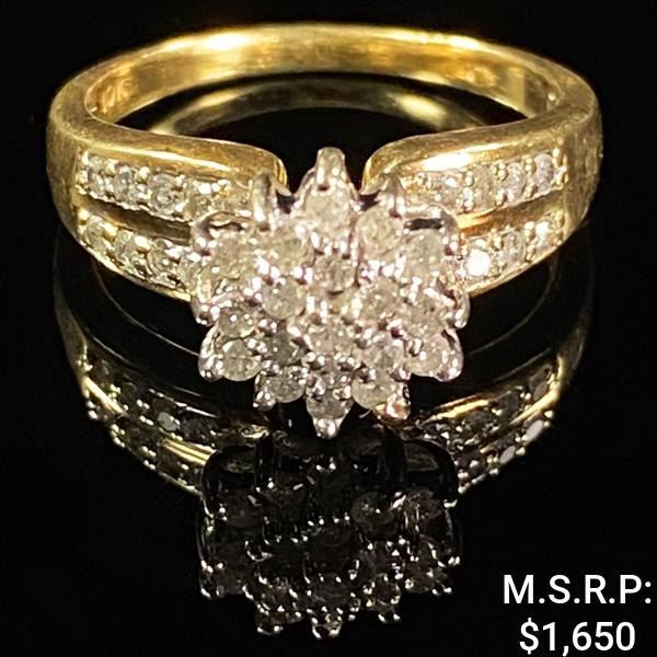 2.6 DWT 10 KT Gold w/ Diamond Ring Sz: 8