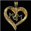 Image 2 : 1.1 DWT 10 KT Gold Heart "MOM" Pendant w/ Diamon