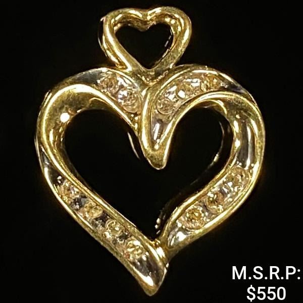 0.9 DWT 10 KT Gold Heart Pendant w/ Diamond