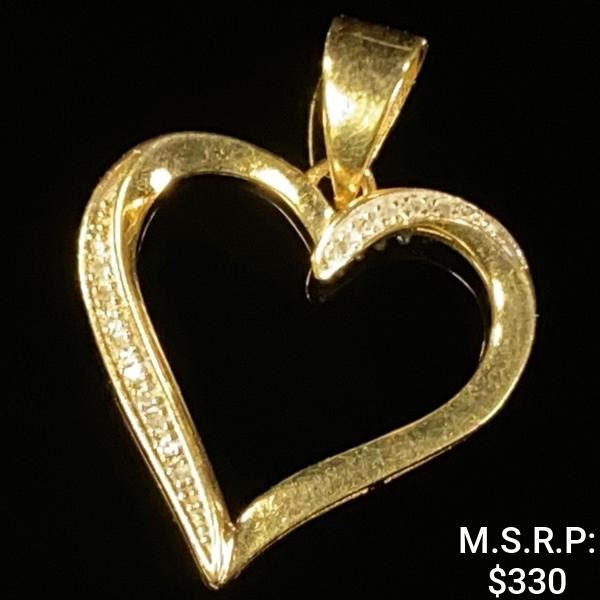 0.6 DWT 10 KT Gold Heart Pendant w/ Diamond