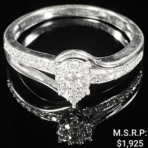 2.4 DWT 10 KT Wht Gold w/ Diamond Ring Sz:10