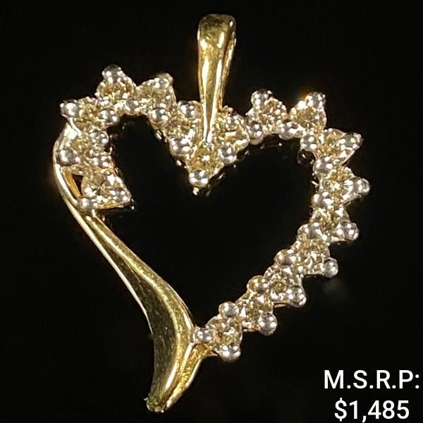 1.2 DWT 10 KT Gold Heart Pendant w/ Diamond
